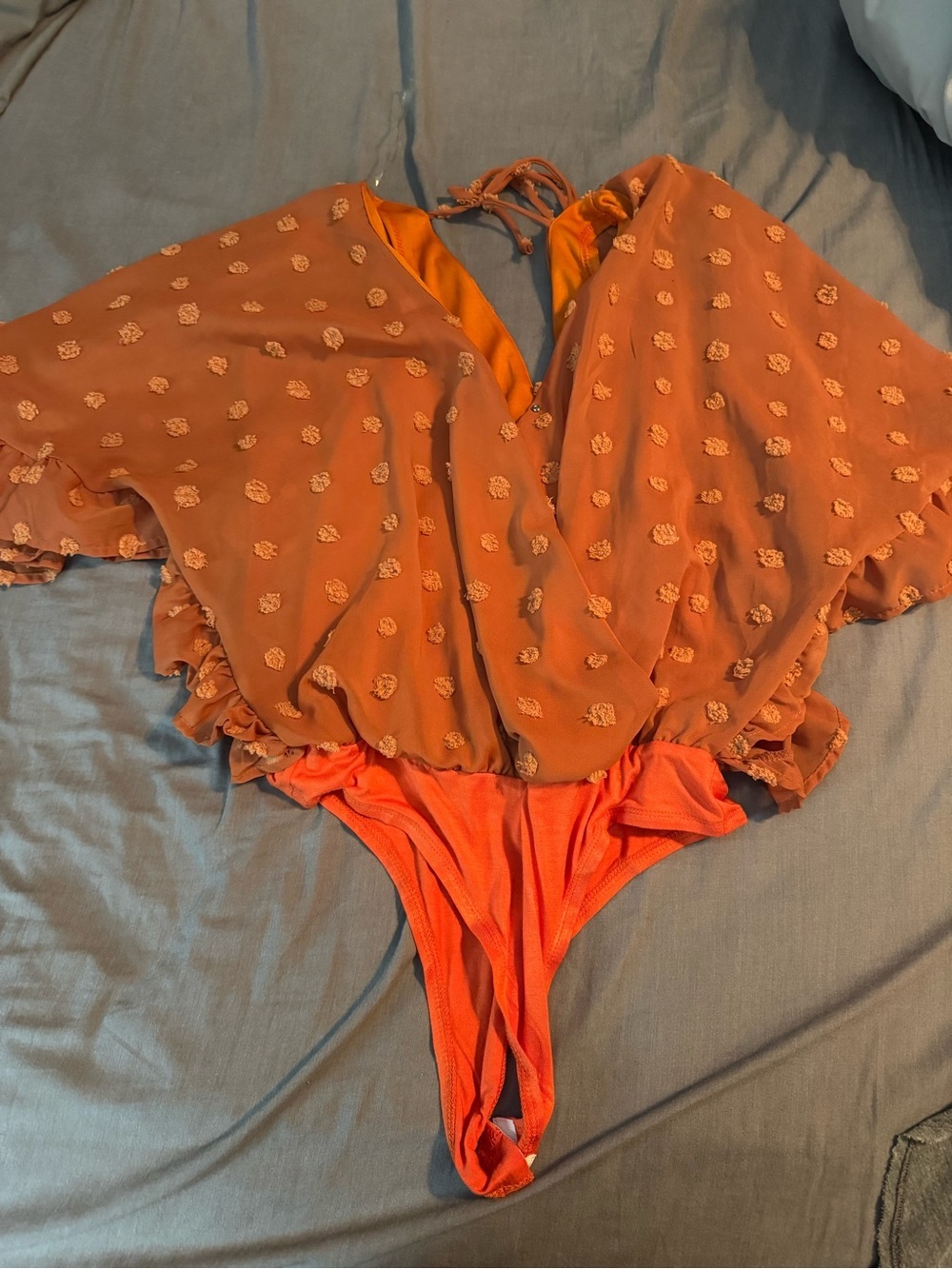Peach Love California Rust Orange Knit Bodysuit